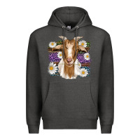 Charcoal Heather easter goat daisys leopard wooden Premium Hoodie - Artiststas