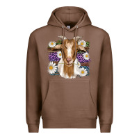 Chestnut easter goat daisys leopard wooden Premium Hoodie - Artiststas