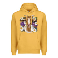 Mustard easter goat daisys leopard wooden Premium Hoodie - Artiststas