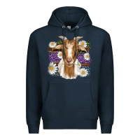 Navy easter goat daisys leopard wooden Premium Hoodie - Artiststas