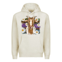Oatmeal Heather easter goat daisys leopard wooden Premium Hoodie - Artiststas
