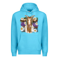 Ocean Blue easter goat daisys leopard wooden Premium Hoodie - Artiststas