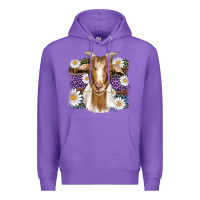 Purple easter goat daisys leopard wooden Premium Hoodie - Artiststas