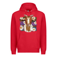 Red easter goat daisys leopard wooden Premium Hoodie - Artiststas