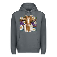 Rock easter goat daisys leopard wooden Premium Hoodie - Artiststas