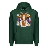 Sports Green easter goat daisys leopard wooden Premium Hoodie - Artiststas