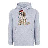 Heather Grey saint bernard with christmas lights Heavyweight Hoodie - RanaPortraitStore