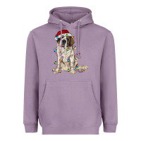 Lavender saint bernard with christmas lights Heavyweight Hoodie - RanaPortraitStore