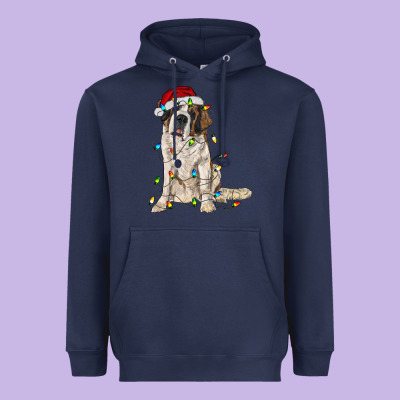 Saint Bernard With Christmas Lights Heavyweight Hoodie Designed By Ranaportraitstore