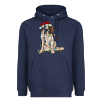 Navy saint bernard with christmas lights Heavyweight Hoodie - RanaPortraitStore
