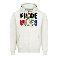 Oatmeal Heather pride vibes Zipper Hoodie - MaliasSmallBusiness