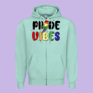 Pride Vibes Zipper Hoodie Designed By Maliassmallbusiness
