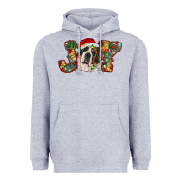 Heather Grey Saint Bernard Christmas joy, Heavyweight Hoodie - RanaPortraitStore