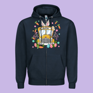 Easter School Bus Zipper Hoodie Designed By Maliassmallbusiness