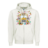 Oatmeal Heather easter school bus Zipper Hoodie - MaliasSmallBusiness