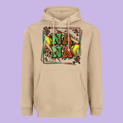 Softball Nana With Leopard Heavyweight Hoodie Designed By Zillion Design Studio