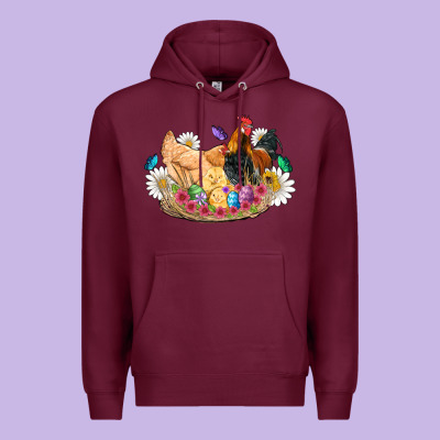 Easter Coop Animals Farm Chicken Chiks Rooster Flowers Butterfly Premium Hoodie Designed By Artiststas