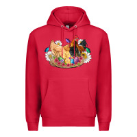 Cardinal easter coop animals farm chicken chiks rooster flowers butterfly Premium Hoodie - Artiststas