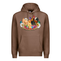 Chestnut easter coop animals farm chicken chiks rooster flowers butterfly Premium Hoodie - Artiststas