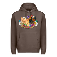 Coffee easter coop animals farm chicken chiks rooster flowers butterfly Premium Hoodie - Artiststas