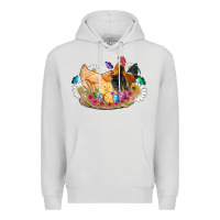 Dove Grey easter coop animals farm chicken chiks rooster flowers butterfly Premium Hoodie - Artiststas
