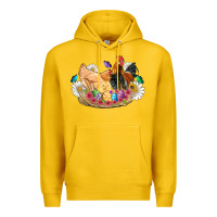 Lemon easter coop animals farm chicken chiks rooster flowers butterfly Premium Hoodie - Artiststas