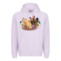 Lilac easter coop animals farm chicken chiks rooster flowers butterfly Premium Hoodie - Artiststas
