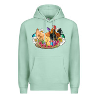 Seafoam easter coop animals farm chicken chiks rooster flowers butterfly Premium Hoodie - Artiststas