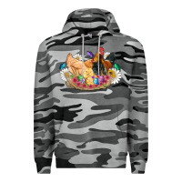 Slate Camo easter coop animals farm chicken chiks rooster flowers butterfly Premium Hoodie - Artiststas
