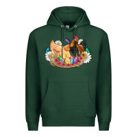 Sports Green easter coop animals farm chicken chiks rooster flowers butterfly Premium Hoodie - Artiststas