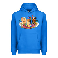 True Royal easter coop animals farm chicken chiks rooster flowers butterfly Premium Hoodie - Artiststas