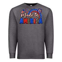 Charcoal Heather Made in America 4th of july Premium Sweatshirt - CowGirlArtShop