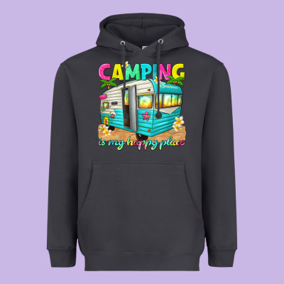 Camping Is My Happy Place Heavyweight Hoodie Designed By Texasbilliewilder