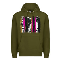 Army Green cow , yellow and pink glitter brushstrokes Premium Hoodie - AdoDesignShop