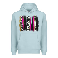 Blue Mist cow , yellow and pink glitter brushstrokes Premium Hoodie - AdoDesignShop