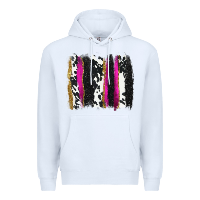 Cow , Yellow And Pink Glitter Brushstrokes Premium Hoodie by AdoDesignShop | Teevron
