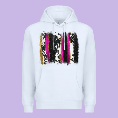 Cow , Yellow And Pink Glitter Brushstrokes Premium Hoodie Designed By Adodesignshop