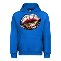 Cobalt American lips leopard Urban Hoodie - NancyCooperArtShop