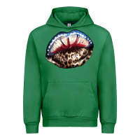 Emerald American lips leopard Urban Hoodie - NancyCooperArtShop