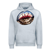Heather Grey American lips leopard Urban Hoodie - NancyCooperArtShop