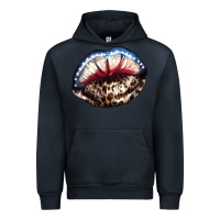 Navy American lips leopard Urban Hoodie - NancyCooperArtShop
