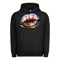 Pigment Black American lips leopard Urban Hoodie - NancyCooperArtShop