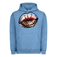 Pigment Pebble Blue American lips leopard Urban Hoodie - NancyCooperArtShop