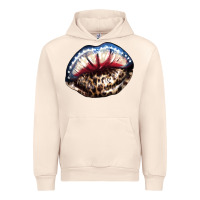 Sandshell American lips leopard Urban Hoodie - NancyCooperArtShop