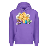 Purple chicks eggs daisy easter Premium Hoodie - Artiststas
