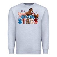 Heather Grey Horse pig chicken with oh my stars Premium Sweatshirt - Neo Western