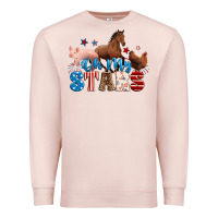 Pale Pink Horse pig chicken with oh my stars Premium Sweatshirt - Neo Western
