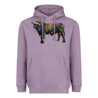 Lavender christmas black angus bull with christmas lights Heavyweight Hoodie - RanaPortraitStore