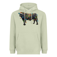 Matcha christmas black angus bull with christmas lights Heavyweight Hoodie - RanaPortraitStore