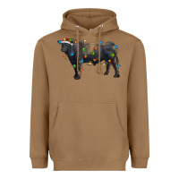 Toasted Coconut christmas black angus bull with christmas lights Heavyweight Hoodie - RanaPortraitStore
